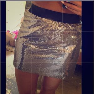 Silver sequined skirt